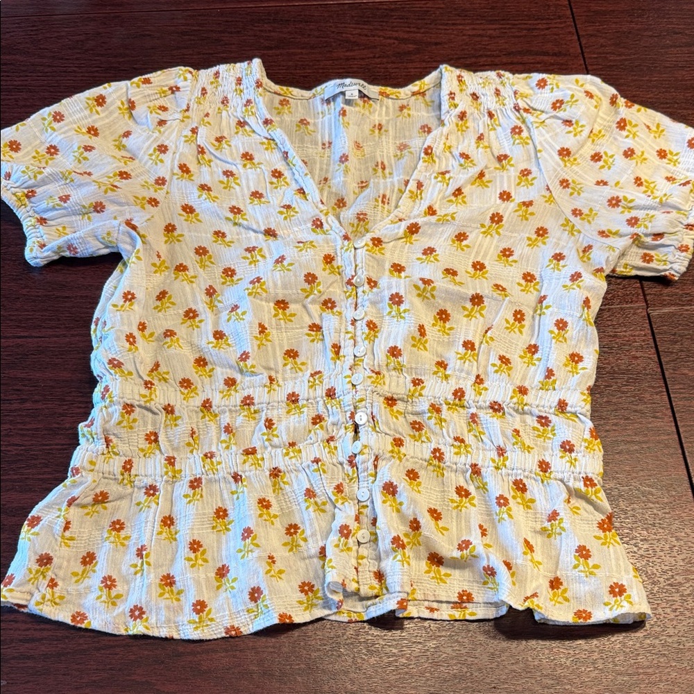 Madewell Floral Button-Up Blouse Small